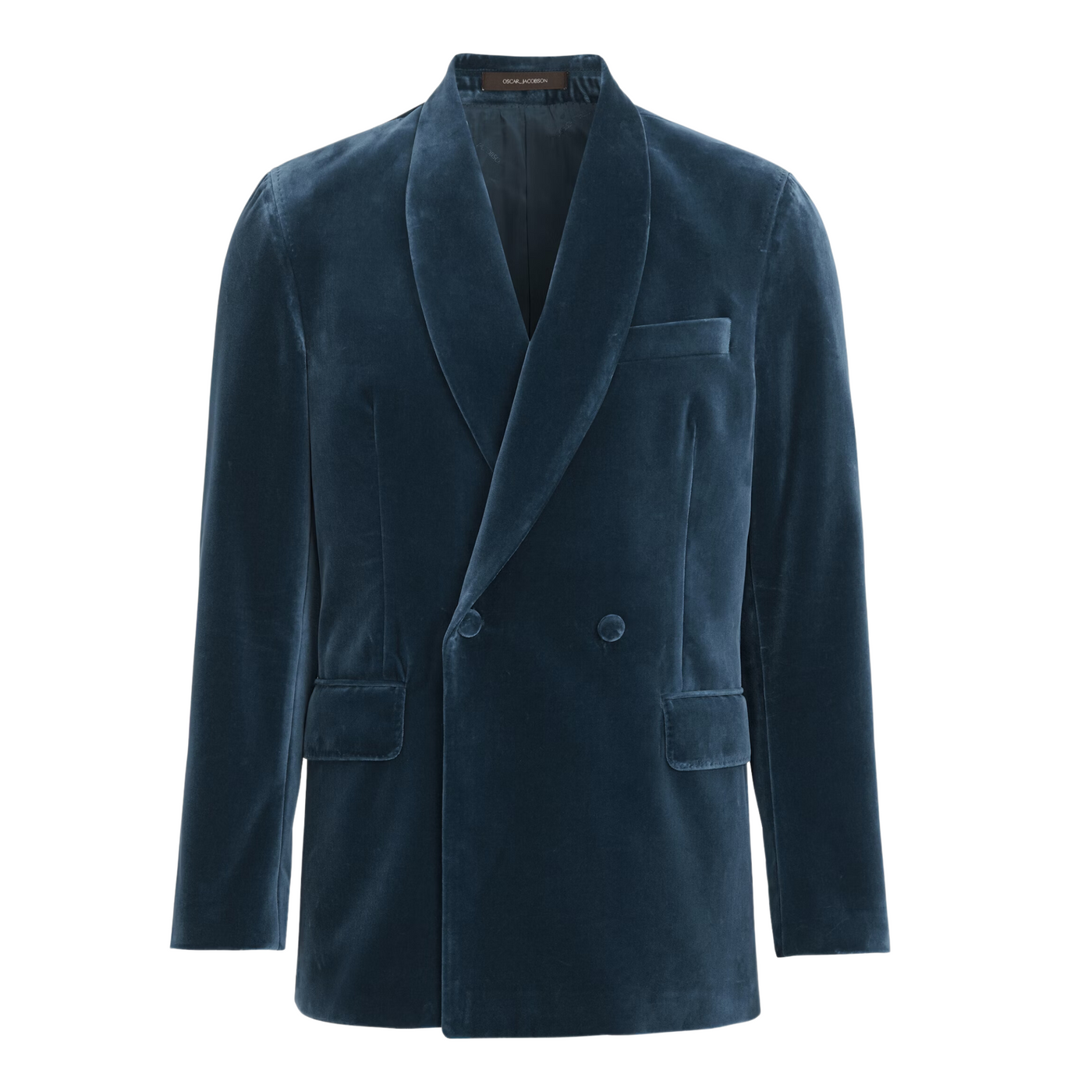 Oscar Jacobson Dobbeltradet Velour Navy Smoking Jakke