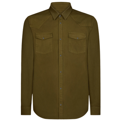 Dondup Slim fit Western shirt in Army Green