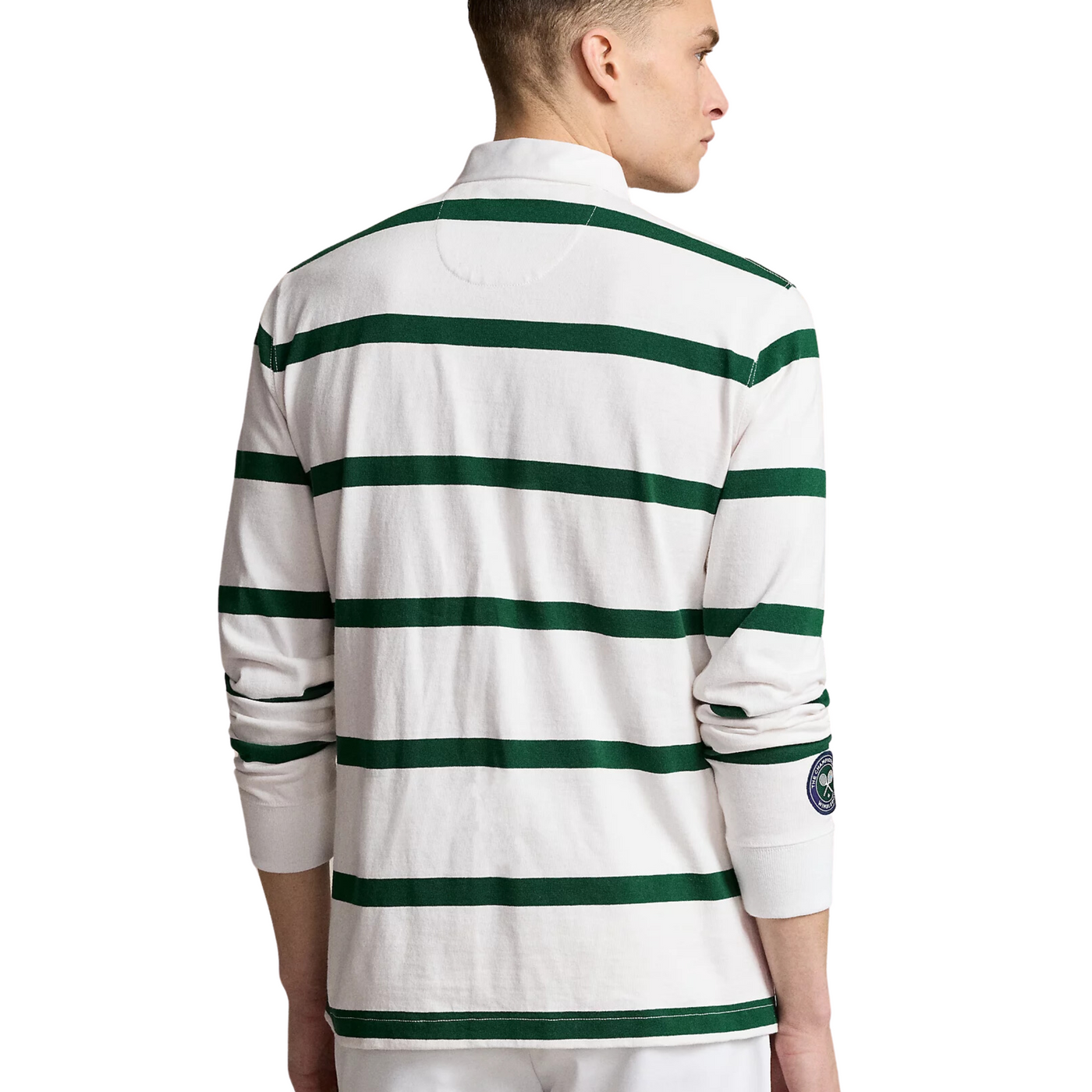 Ralph Lauren Long Sleeve Polo Shirt in White &amp; Green