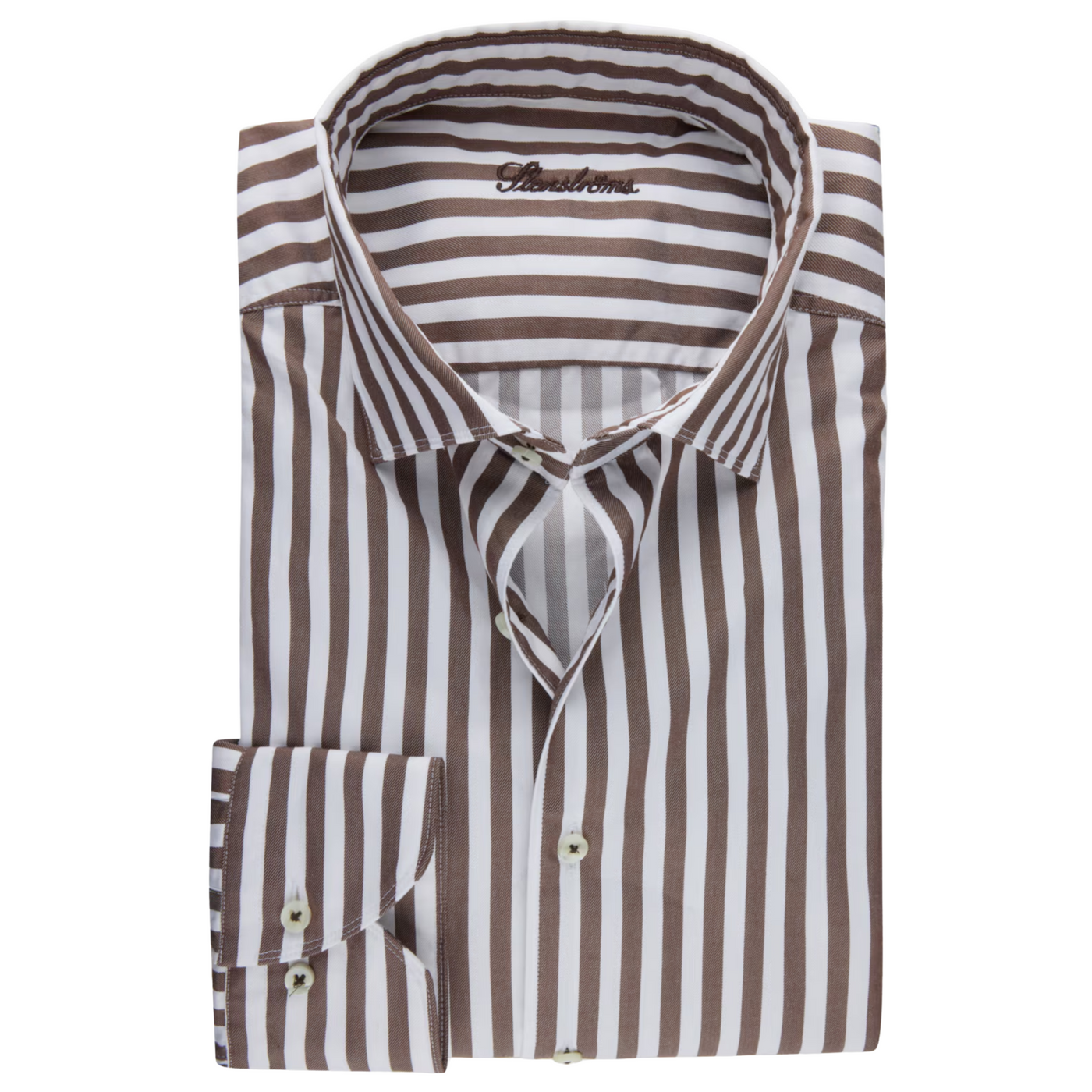 Stenströms Stribet Brun Skjorte