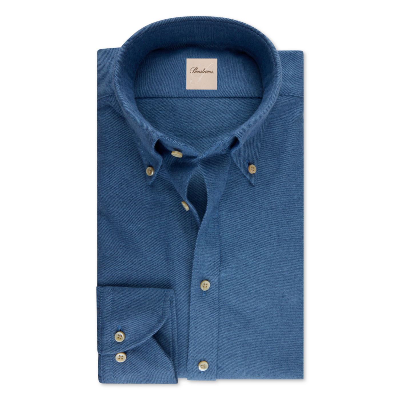 Stenströms Mellem Blå Flannel Skjorte