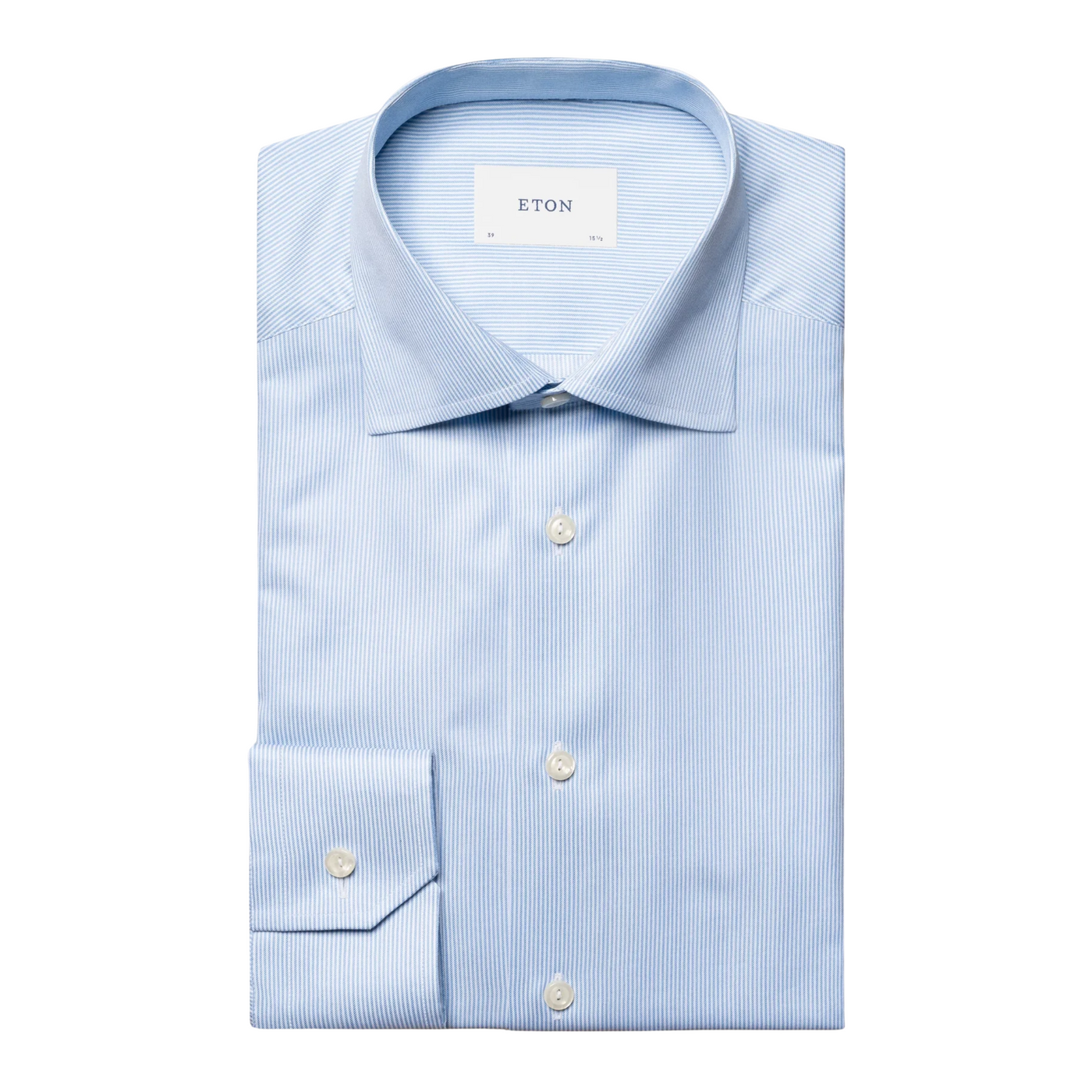 Eton Lyseblå Stribet Skjorte