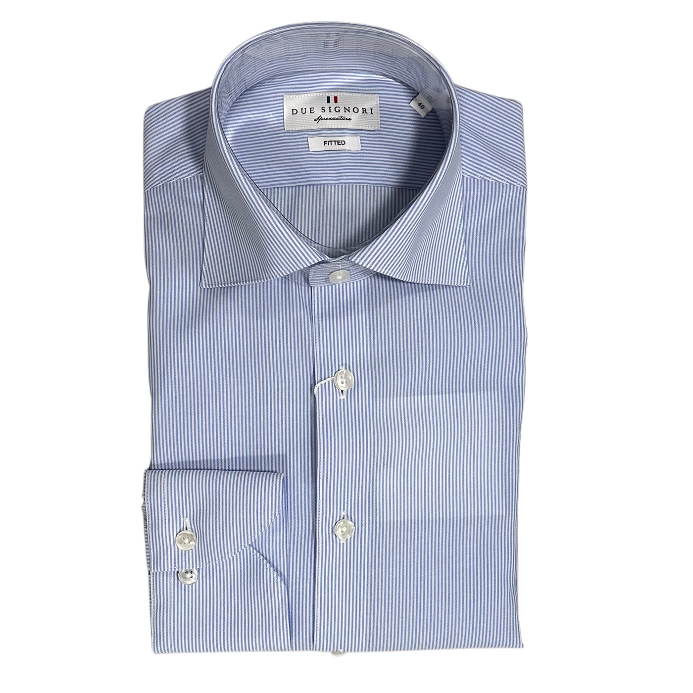 Due Signori Blå Stribet Skjorte